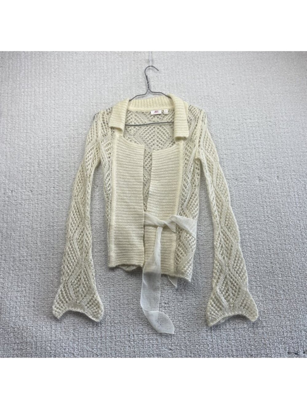 Y2K Jennifer Lopez Open Knit Top Mohair Blend Boho Fairycore Romantic Crochet XS